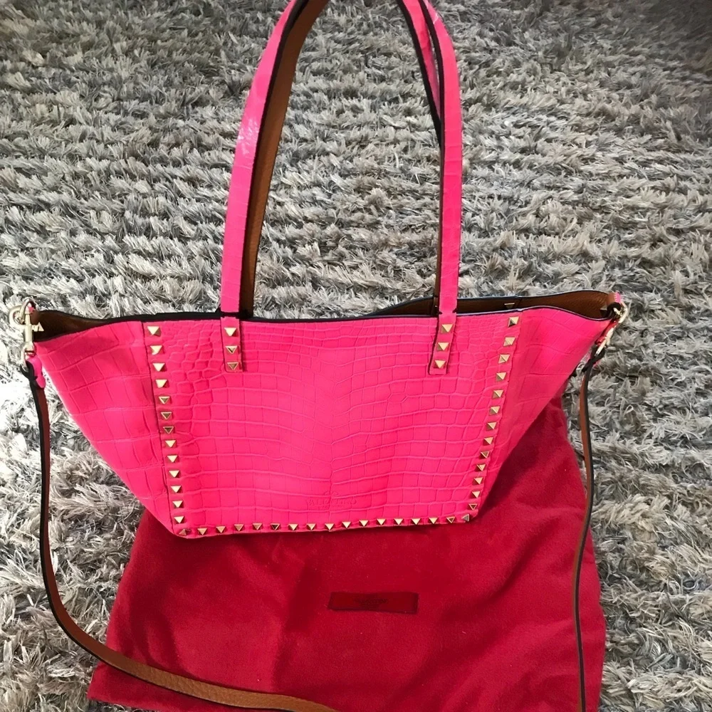 Valentino alligator skin pink/brown reversible bag Limited Collector Piece New